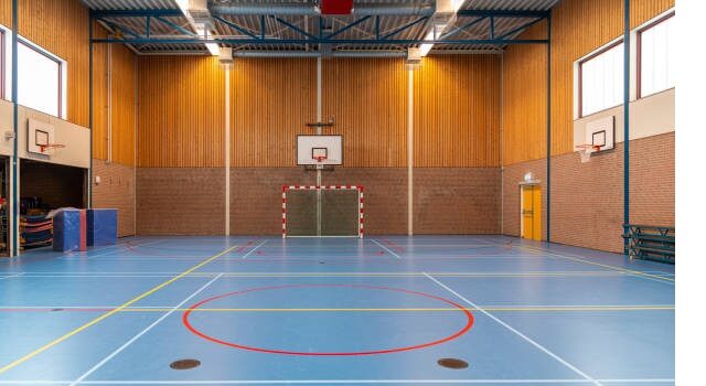 An Empty School Gymnasium, Low Angle View.