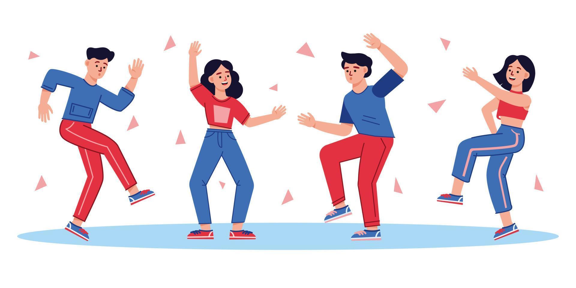 13038329 Grupo De Jovens Dancando Felizes Ou Dancarinos Masculinos E Femininos Isolados No Fundo Branco Sorrindo Jovens E Mulheres Curtindo Festa De Danca Ilustra