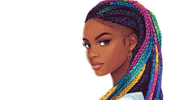 A Mulher Com Trancas Coloridas Isoladas Em Fundo Branco 660230 104004