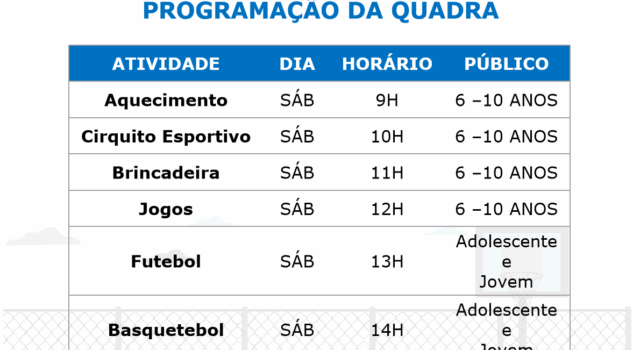 Programação Quadra