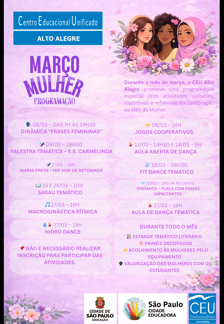 programação março mulher